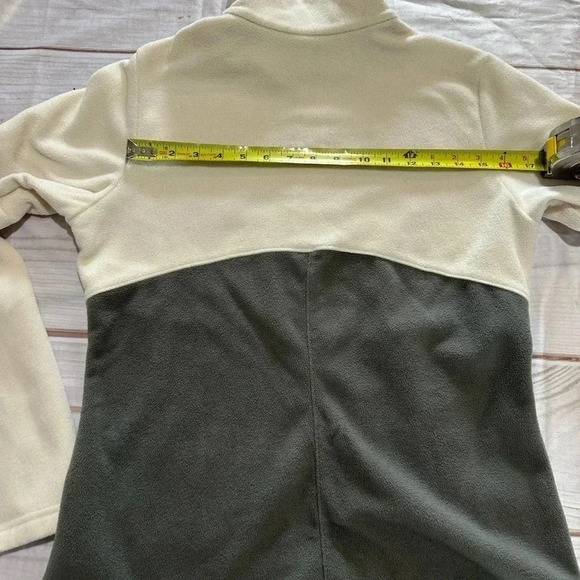Columbia Fleece Jacket Full Zip Color block Cream Gray Medium EUC - Picture 6 of 7